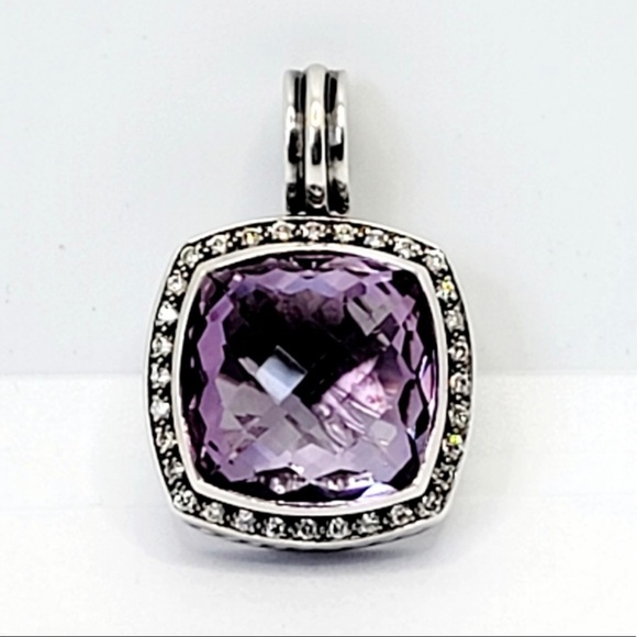 David Yurman Albion 17mm Lavender 
Diamond Moonlight Ice Pendant Enhancer - Picture 2 of 7